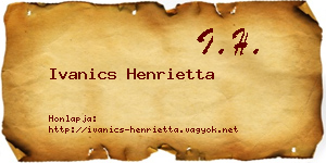 Ivanics Henrietta névjegykártya